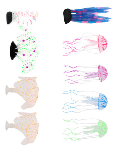 Decorações De Tanque De Peixes, 9 Peças De Efeito Luminoso D 0 Decorações De Tanque De Peixes, 9 Peças De Efeito Luminoso D 0