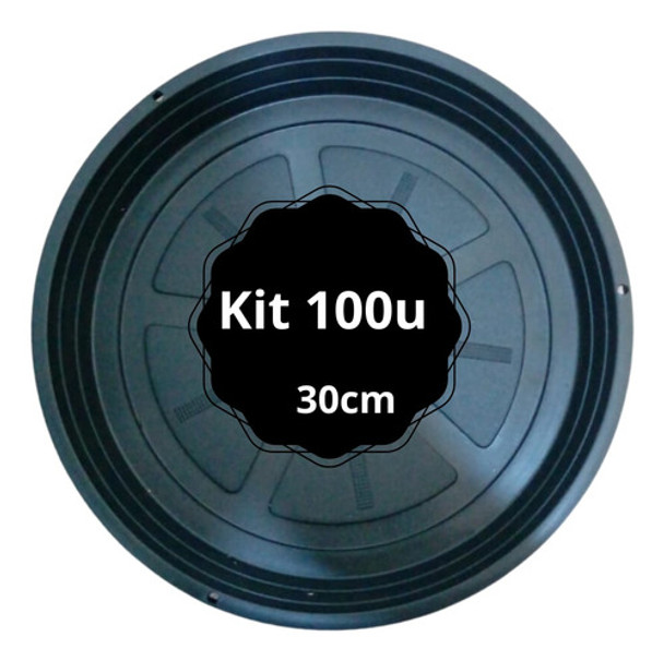 Kit Cem Pratos 30cm Redondo Vasos Pote Preto Plantas Flor Sr 0