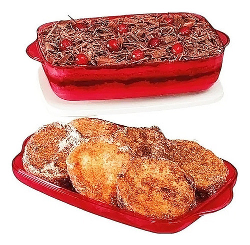 Tupperware Tigela Microplus Retangular 1,7 L. Vermelho 0