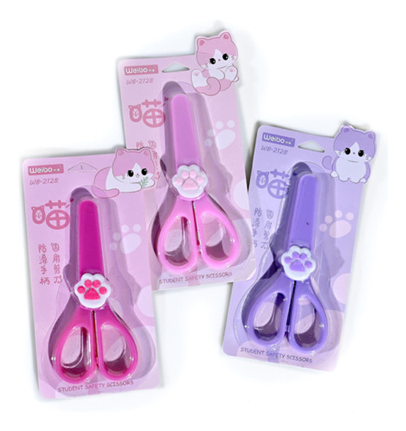 Tijera Patita Rosa Con Protector Infantil - Goldin Papelería 0