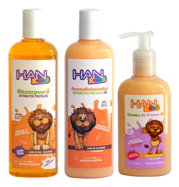 Han Shampoo +enjuague +crema Peinar Kids Extractos Naturales 0 Han Shampoo +enjuague +crema Peinar Kids Extractos Naturales 0