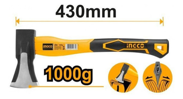 Hacha De Mano Ingco Pro 1kg Forjada - Ynter Industrial 0