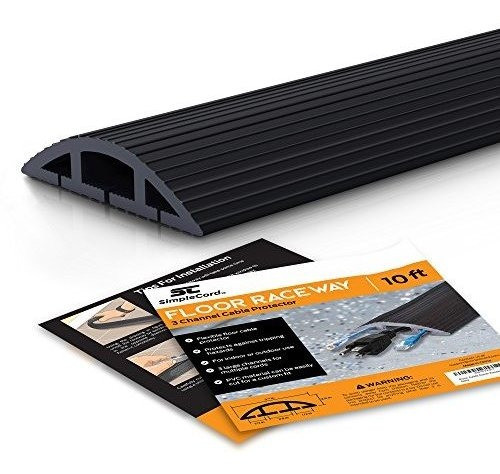 Cubierta De Cable De Piso  10 Pies Negro Protector De Cable 0