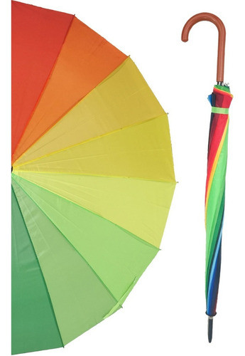 Guarda Chuva Sombrinha Automático Grande Arcoíris 16 Varetas 0