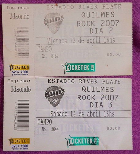 Entradas Quilmes Rock 2007 0
