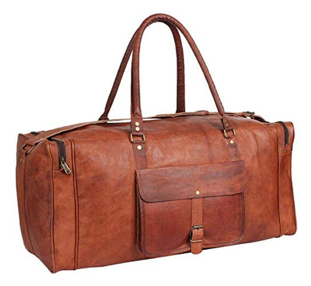 25 Pulgadas De Cuero Grande Duffel Travel Duffle Gym Deporte 0