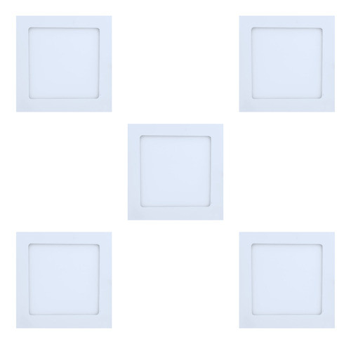 Kit 5 Painel Plafon 9w Quadrado Embutir 15x15 Branco Frio 0