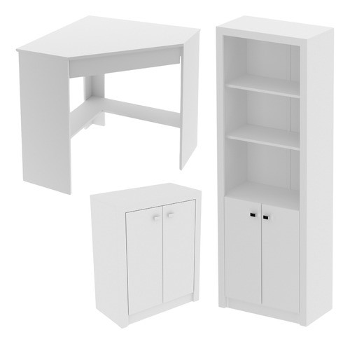 Conjunto Para Escritório 3 Peças Branco Tecnomobili 0