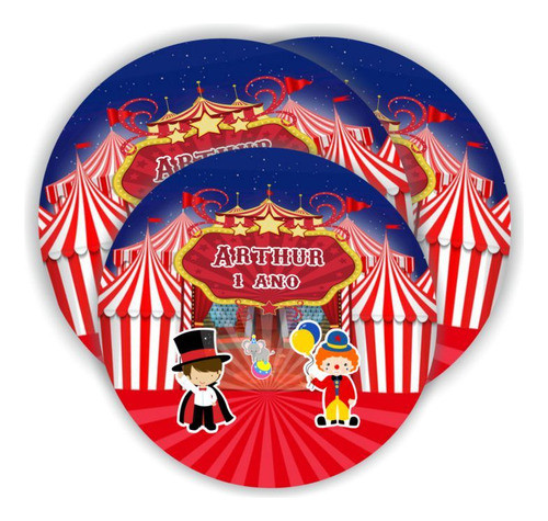 30 Adesivos Para Latinha Personalizado Circo 0