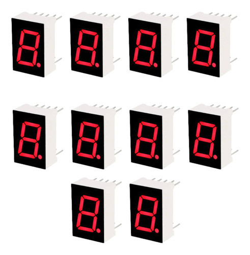X10 Display Led 1 Digito 7 Segmentos Catodo Comun Rojo 0