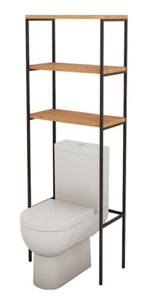 Organizador De Baño Con Estantes Para Inodoro Hierro  Madera 0