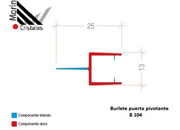 Burlete Para Mamparas Y Vidrios Blindex De 8 Y 10mm, 2200mm 0