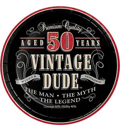 ~? Conversión Creativa 8 Count Vintage Dude 50th Birthday Ro 0