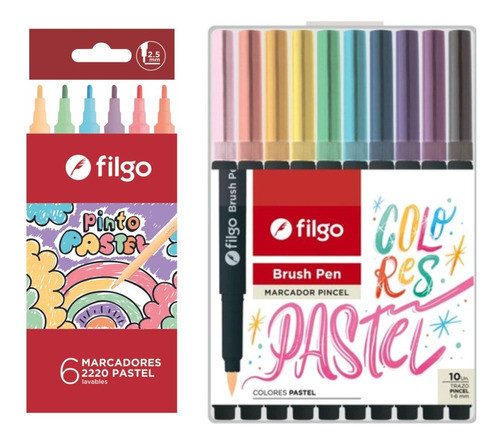 Kit Set 16 Marcadores Filgo Pastel Pinto Pincel 0