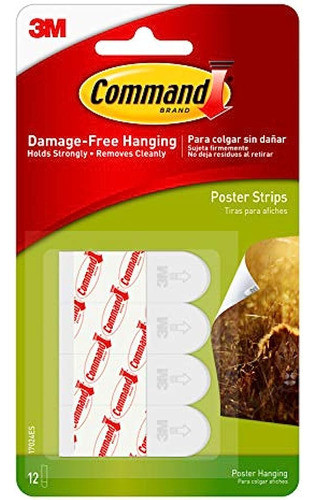 Comando Poster Hanging Strips, Blanco, 6-pack, 72 Tiras En T 0
