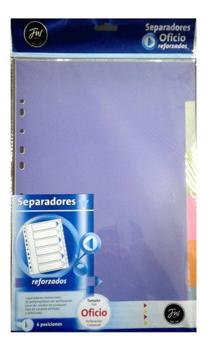 Separador Oficio 6 Posiciones De Polipropileno 0