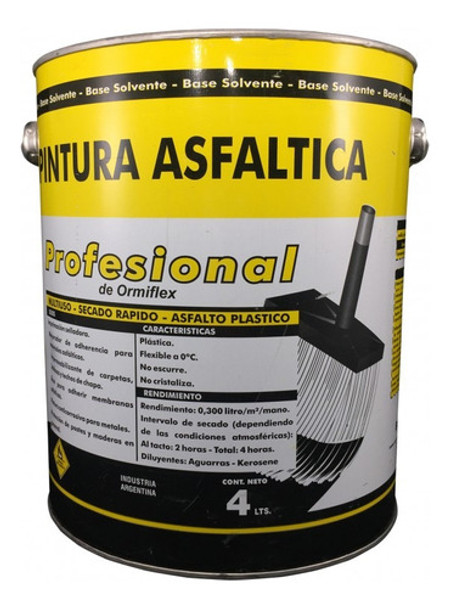 Pintura Asfaltica Ormiflex Profesional 10 Lts Secado Rapido 0