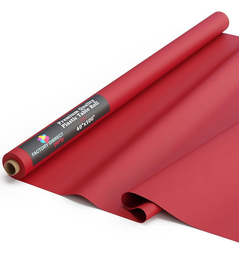 Exquisito Rollo De Cubierta De Mesa De Plástico Rojo 40  X 1 0