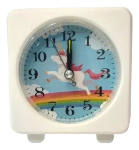 Reloj Despertador Blanco Con Diseño De Unicornio Con Alarma. 0