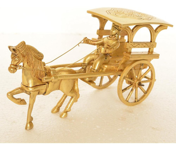 Carro De Caballos De Carruaje De Latón Vintage - Escritorio 0