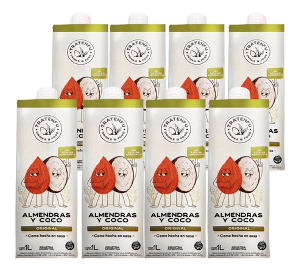 Leche De Almendras Con Coco Tratenfú Pack 8 X 1 Lt 0