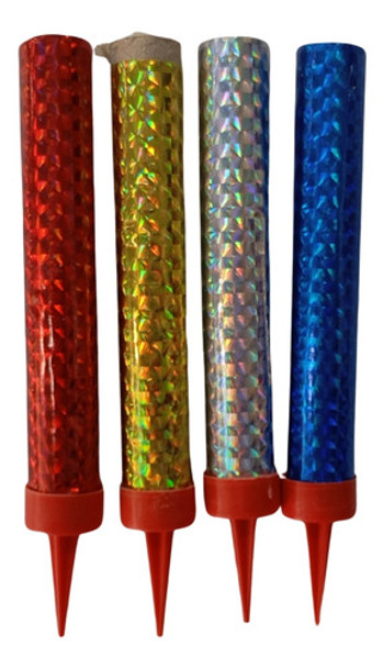 Vela Bengala Holografica Para Torta  X 4 0
