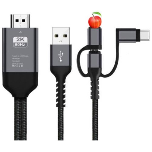 Mirascreen Ld29 3 Em 1 Tipo C/micro-usb Para Cabo Hdmi Verme 0