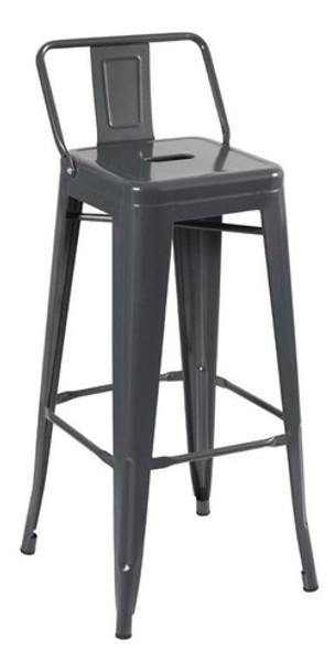 Banqueta Alta Iron Tolix Metal Cozinha   76 Cm Cinza Escuro 0