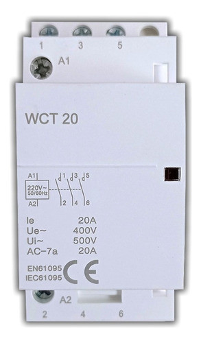 Contactor 3 Polos Riel Din Relay Modular 20a 220v Barril 0