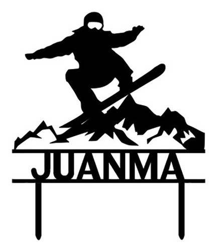Adorno Torta Topper Cake Snowboard Nombre Personalizado 0