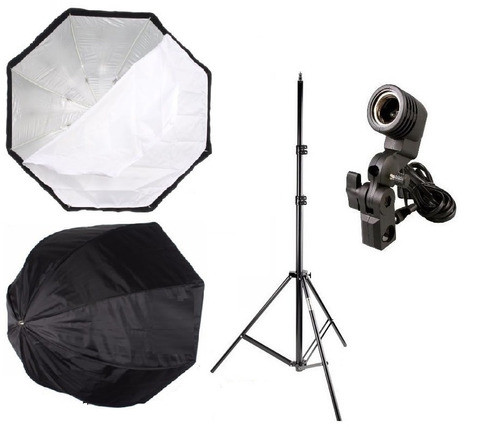 Kit Softbox Sombrinha Octogona 120 Cm Tripé 2m Suporte Único 0