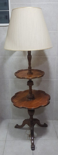 Antigua Y Lindisima Lampara De Pie Con Mesa De 2 Planos B180 0