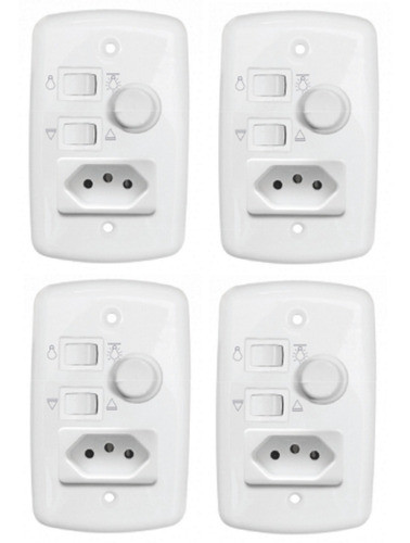 4 Controle De Ventilador Rotativos Com Tomada Bivolt Branco 0