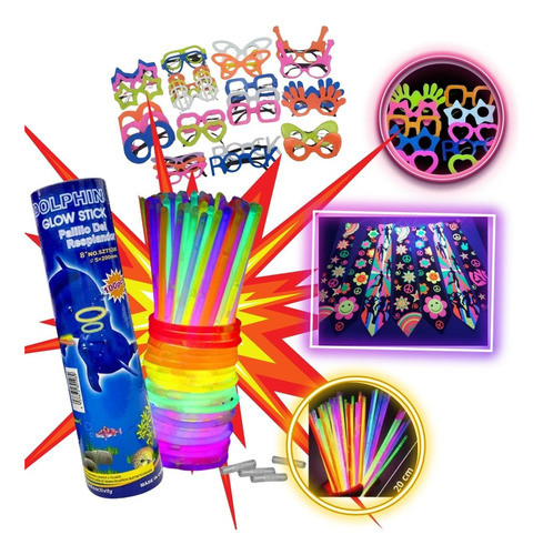 Kit Balada Festa Neon 140 Un Pulseira Gravata Oculos 0