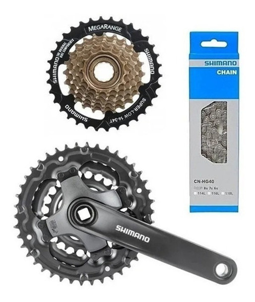 Kit Relação Shimano 21v Catraca Megarange Pedivela Corrente 0