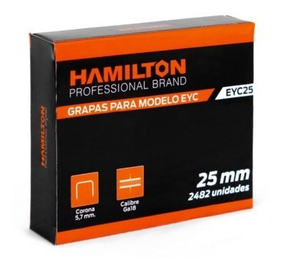 Grapa Lisa 5.7 X 25 Mm 2482 U.  Hamilton 0