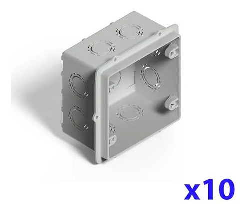 Pack X10 Caja De Embutir Cuadrada Pvc Genrod 10x10 0