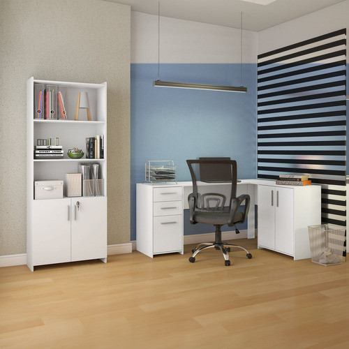 Conjunto Home Office 2 Peças 1 Mesa Em L 3 Portas 1 Wt 0