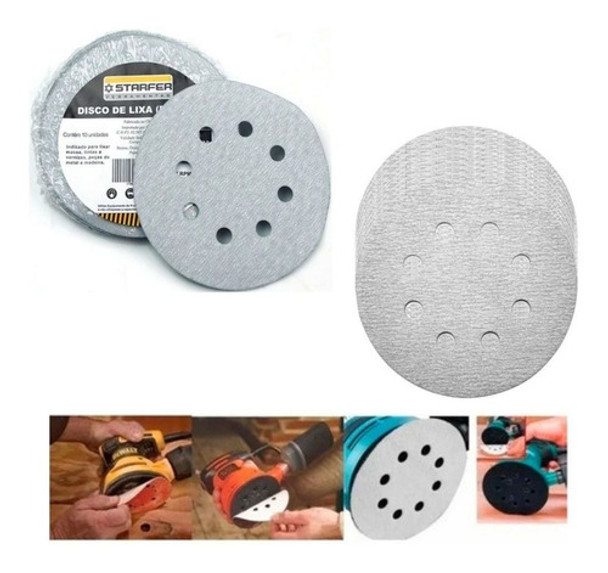 Disco De Lixa Velcro Branco 125mm Grão 120 Starfer 100 Un 0