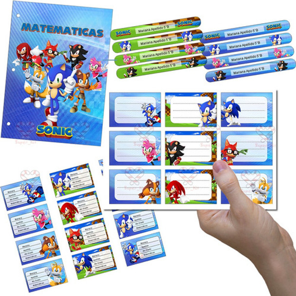 Kit Imprimible Etiquetas Escolares Sonic Editable 0