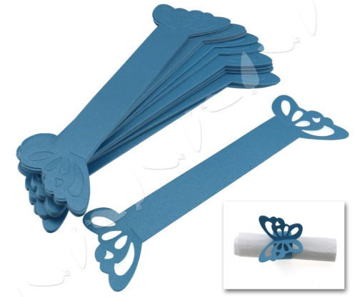50pcs Servilleta Azul Mariposa Anillo Soporte Mesa Fiesta Nu 0