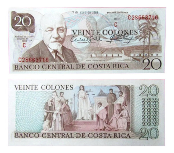 Costa Rica Billete 20 Colones Año 1983 Pick 238 Unc Sin Circular 0