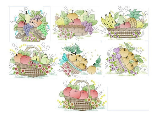 Diseño De Bordar Matrices Maquina Bordadora Cesta Frutas 0
