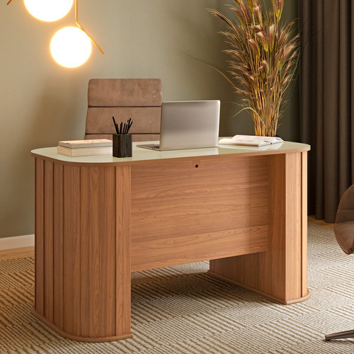 Escritorio Mesa De Oficina Curvo C/1 Cajon 135cm 100% Mdf 0