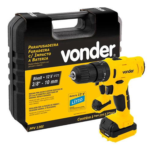 Parafusadeira/furadeira A Bateria 12v - 3/8 Vonder Pfv 120l 0