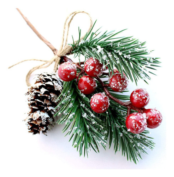 Adornos De Navidad Tallos De Bayas Rojas Artificiales 8 Unid 0