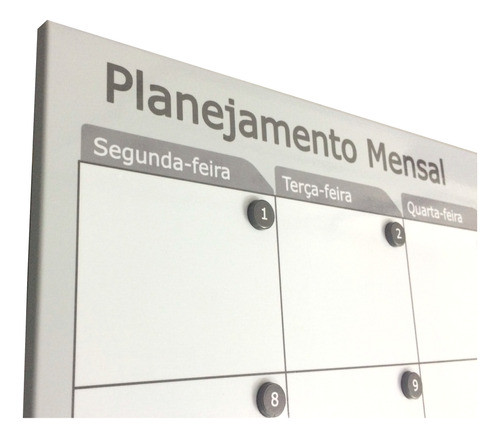 Mural Lousa Magnético Planejamento Mensal 45x65cm + Kit Ímãs 0