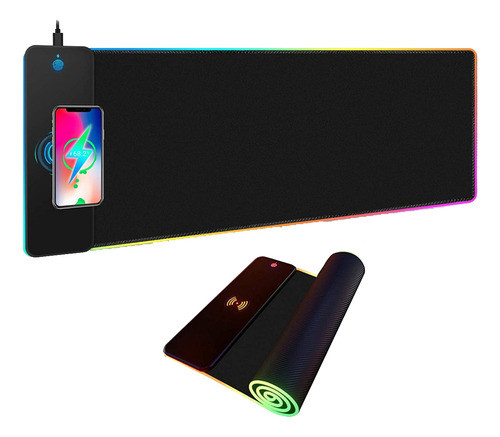 Mouse Pad Gamer Led Con Cargador Inalámbrico Rápido 0