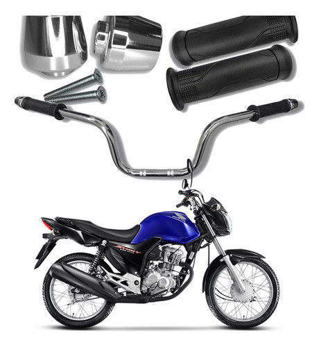 Guidão Titan Cg 160 2016-22 + Peso Pcx + Manopla Riscada 0