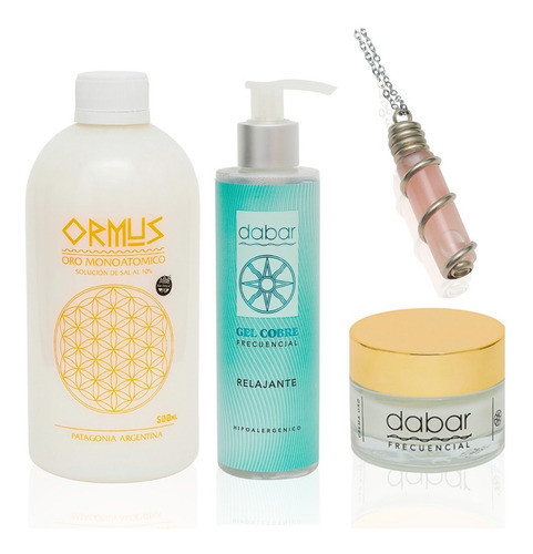 Combo 1 Ormus 500ml +crema 50ml+gel 200ml+colgante Himalaya 0